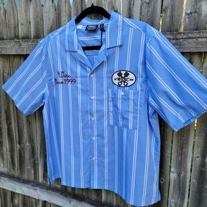 WESC Blue Striped Unisex Camp / Mechanic Shirt Mens Medium Womens Large